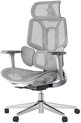 Hbada E3 Air Ergonomic Office Chair, Big and Tall Office Chair - with 3-Zone Dynamic Lumbar Support, 3D Adjustable Headrest, 3D Adjustable Armrests, Swivel, Grey(No Footrest)