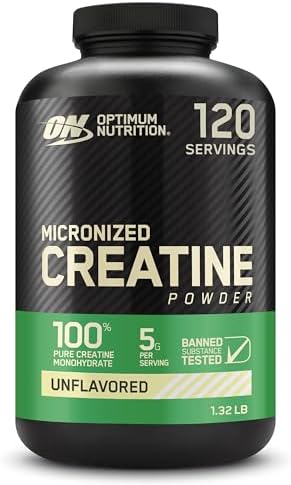 Optimum Nutrition Micronized Creatine Monohydrate Powder, Unflavored, 120 Servings, 600 Grams (Packaging May Vary)