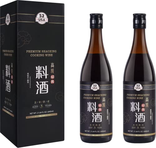 52USA Premium Shaoxing Rice Wine (Pack of 2) - Fermented Asian Cooking Wine