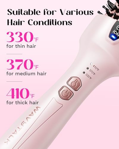 Wavytalk Thermal Brush, 1.5 Inch Negative Ion Blowout Express Thermal Round Brush Creates Salon-Quality Blowouts, lonic Frizz Reduction Makes Hair Shinier & Smoother (Millennial Pink)