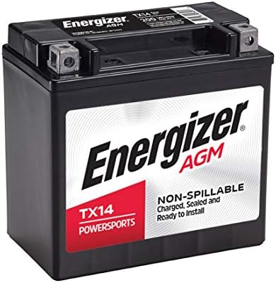 Energizer TX14 AGM Motorcycle and Atv 12V Battery, 200 Cold Cranking Amps and 12 Ahr. Replaces: YTX14-BS and others