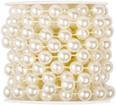 [16.4Feet] Pearl Beads Garland, 12MM 5.4 Yards Faux Pearl Beads String Roll Bulk for DIY Craft Wedding Party Christmas Tree Decoration