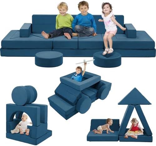 22Pcs Modular Kids Play Couch - Kids Couch for Playroom Bedroom Living Rooms Toddler Sofa for Inspiring Child Creativityï¼ŒChildren Convertible Foam Sofa