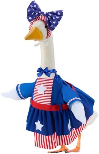 4th of July Porch Goose Outfits for 23 Inch Lawn Statue, Patriotic Costume for Plastic/Cement Statue, Seasonal Independence Day/Memorial Day Sculpture Clothes for Garden Patio Party Decoration