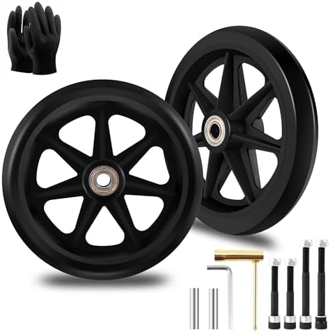 2Pcs 6 Inch Replacement Wheelchair Wheels for Walkers - Environmentally Friendly Rubber Material, Wear-Resistant PU Tires, Anti-Slip, and Durable ABS Wheel Hub (6IN Narrow 2Pcs)