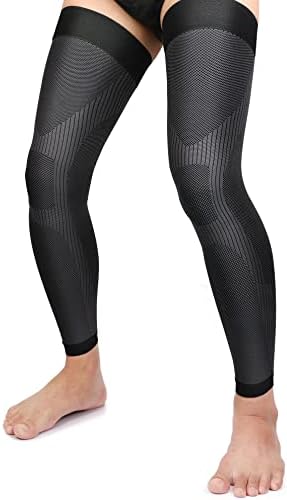 KEKING® Full Leg Compression Sleeves, Unisex, Thigh High Compression Stocking 20-30mmHg Graduated Support for Thigh Calf Knee, Running, Basketball, Reduce Varicose Veins and Swelling, Pair, Black 3XL