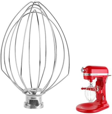 6 Wire Whisk Attachments Compatible with KitchenAid 5-6Quart Mixer, Bowl Lift Stand Mixer Accessories, 6-Quart Stainless Steel Whisk, Egg Cream, Cake Mayonnaise, For Multiple Models