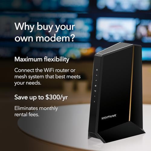 NETGEAR Nighthawk DOCSIS 3.1 Mid/high-Split Cable Modem (CM3000) – Approved for Today’s Fastest Speeds - Works with All Cable Providers Incl. Xfinity, Spectrum, Cox - for Cable Plans up to 2.5Gbps