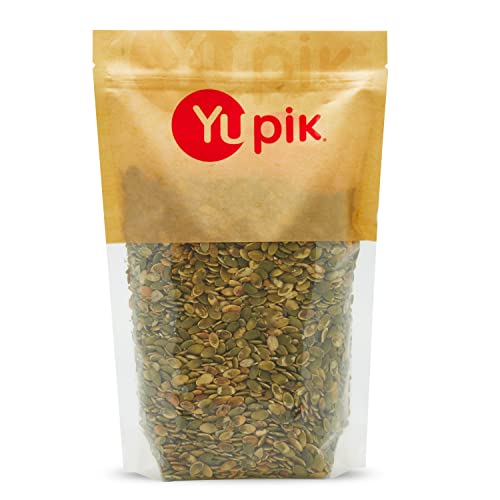 Yupik Dry Roasted Pumpkin Seeds, No Shell, 2.2 lb (35.2 oz), Gluten-Free, GMO-Free, Kosher, Shelled Pepitas, Unsalted, Oil-Free, Plant-Based Protein, Fiber Source, Ideal for Baking & Topping