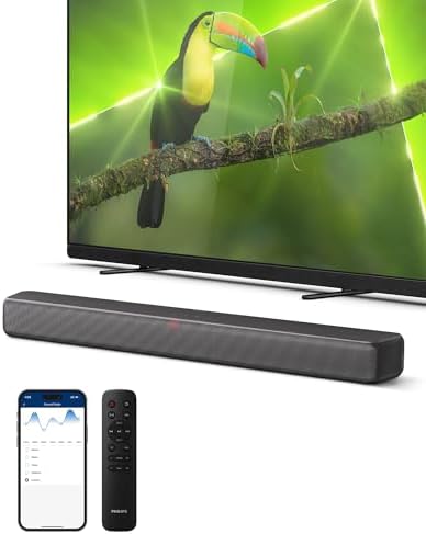 PHILIPS B5109 SoundBar for TV, 2.0 Channel Sound, DTS Virtual:X, Dolby Digital Plus,BT LE Audio, EQ Effects,Night Mode, Easy Setup, EasyLINK, Roku TV Ready, Remote/APP Control, Darkgrey