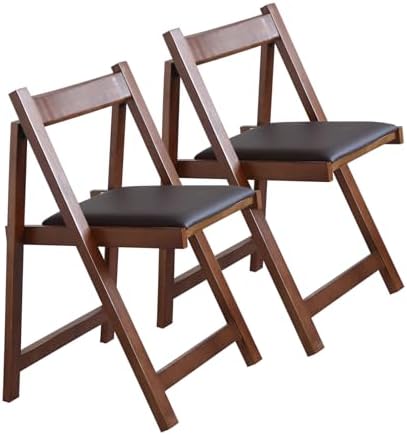Folding Dining Chairs with Padded Seat Lightweight sillas para Fiestas,2 Pack Folding Chair for Dinner,Party Wedding,Picnic Event, 196LB Weight Capacity(Walnut)