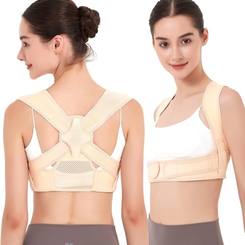 Posture Corrector for Back Support: Adjustable Shoulder Posture Brace for Men and Women (Beige, Large/X-Large)