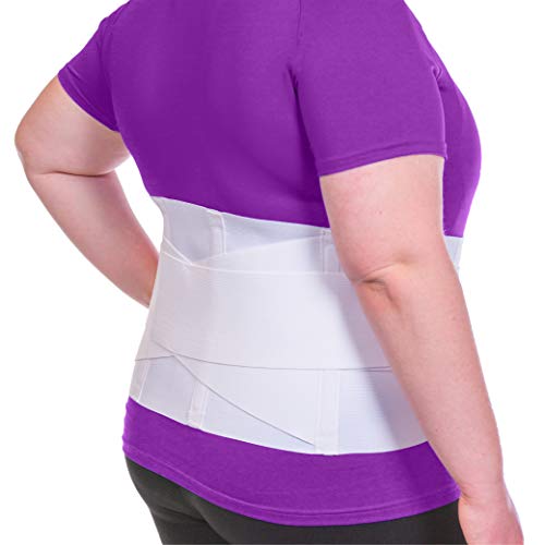 BraceAbility Women's Back Brace for Female Lower Back Pain - Lightweight Soft White Elastic Lumbar Compression Support Belt is Discreet Under Clothes for Ladies, Nurses, Walking (XL)
