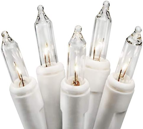 612 Vermont Clear 20 Count Christmas String Lights on White Wire Cord, UL Approved for Indoor Use Only, Total Length 4.9 Foot, Lighted Length 3.4 Foot