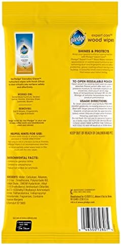Pledge Expert Care Enhancing Wood Wipes, Lemon Scent, 24 Count (Pack of 6, 144 Total Wipes)