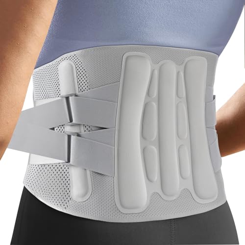 Adjustable Back Brace-Size S (Belly 23.6-29.5 in), 360°Support with 4 Steel Stays & Spring,Removable Triangle Pad,Ideal for Office,Gym,and Driving for Men/Women.