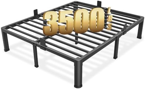 FUIOBYVV King Bed Frame with Round Corner Edge Legs, 14 Inch High 3500 lbs Heavy Duty Metal Platform Bed Frame King Size, No Box Spring Needed/Noise Free/Steel Slat Support/Non-Slip, Black