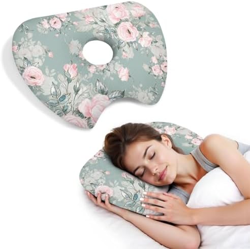 Ear Piercing Pillow for Side Sleepers Pillows with Holes for Ear Pain,Donut Pillow for Ear Side Sleeping Pillow for Adults CNH Ear Pain Relief Pressure Sores Ear Pillow with Hole in Center