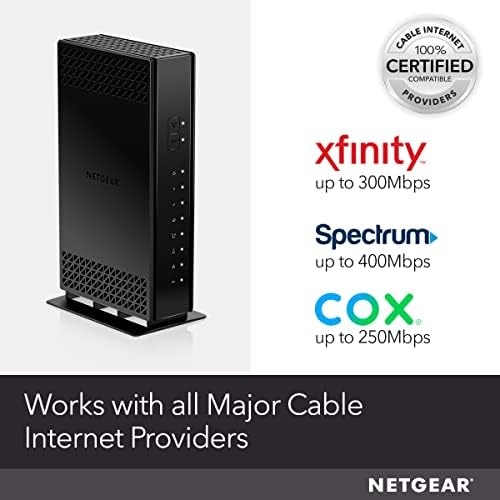 NETGEAR Cable Modem with Built-in WiFi Router (C6230) - Compatible with All Major Cable Providers incl. Xfinity, Spectrum, Cox - for Cable Plans Up to 400Mbps - AC1200 WiFi Speed - DOCSIS 3.0