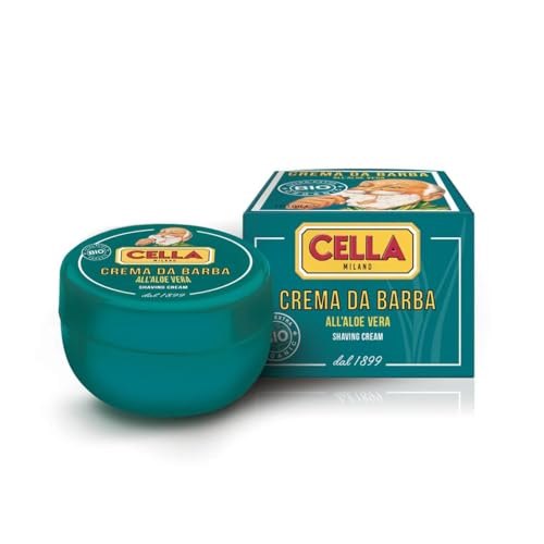 Cella Milano Aloe Vera Shaving Cream Soap, 150 g – Dense, Luxurious Lather with Razor-Glide Protection, Made in Italy Since 1899”