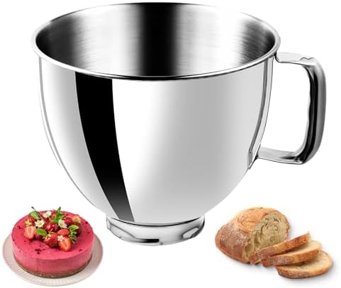 5QT Heavy Duty Stainless Steel Mixer Bowl for KitchenAid Artisian&Classic Mixers, Compatible With 4.5-5 Quart KitchenAid Tilt-Head Stand Mixers