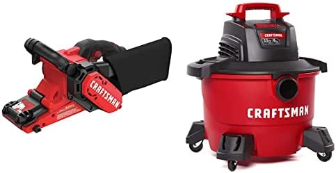 CRAFTSMAN 3" X 21" Belt Sander with 6 Gallon 3.5 Peak HP Wet/Dry Vac, Portable Shop Vacuum (CMEW213AM & CMXEVBE17584)