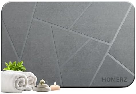 Homerz Stone Bath Mat – Premium Diatomaceous Earth Bath Mat, Rock Absorbent Bath Mats for Bathroom, Modern Stone Drying Mat, Shower Mat Outside Shower, Tapetes para Baño 23.6"x15.3" Gray