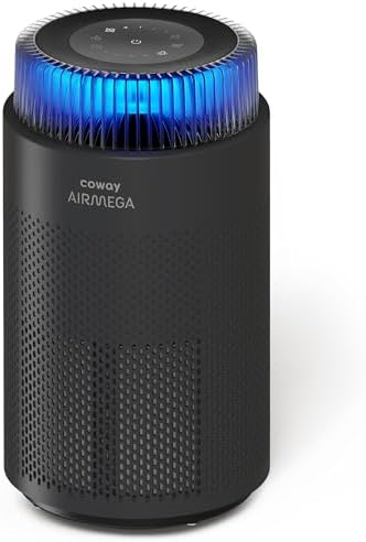 COWAY Air Purifiers for Bedroom Home up to 810 ft², True HEPA Filter for Smoke, Allergies, Pet Dander, Odor, AQI Monitor, Auto&Sleep Mode, Timer, Filter Indicator, Night Light, 3yr Warranty, 100 Black