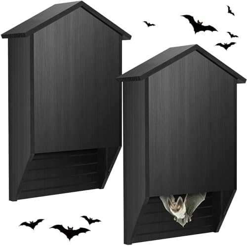 Wenqik 2 Pack Bat House for Outdoor Big Bat Box Large Cedar Wood Bat House for Outside Tree Weatherproof Wooden Bat Shelter Easy to Land and Roost(2 Chamber)