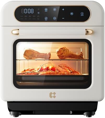 CIARRA 8-in-1 Air Fryer Steam Oven Countertop, 13QT Mini Toaster Oven with Steam, Rapid Steam, Air Fry, Vapor Bake, Steam Clean, Bake, Dried, Ferment, White