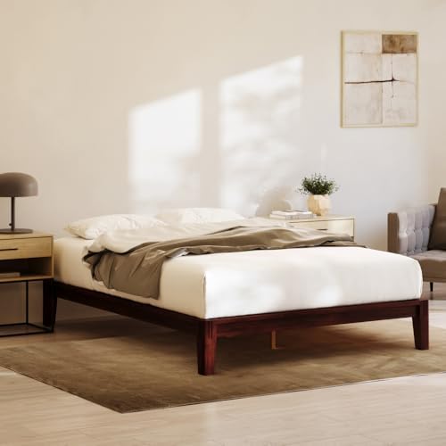Nectar Bamboo Platform Bed Frame - Queen - Walnut - Floating Center Support Legs - 12” Height - Easy Tool Free Set Up - Contemporary and Durable - Sturdy Wooden Support Slats - Holds Up to 800 Pounds