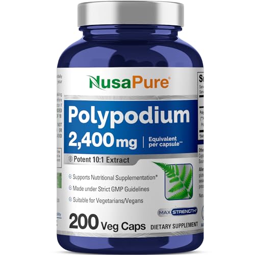 NusaPure Polypodium Leucotomos Extract 2400mg 200 Veggie Capsules (Vegetarian, Non-GMO, Gluten-Free)GET 20% OFF STOREWIDE!