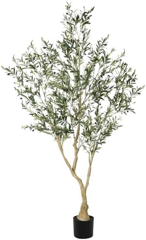Olive Trees Artificial Indoor - Faux Olive Tree 7ft with Large Olive Branches and Lifelike Fruits - Fake Olive Tree for Modern Home Office House Living Room Decor
