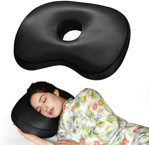 Ear Piercing Pillow for Side Sleepers, Orthopedic Support with Ear Hole Pain Relief & Removable Cover, 12x19 Inch for Pierced Ears