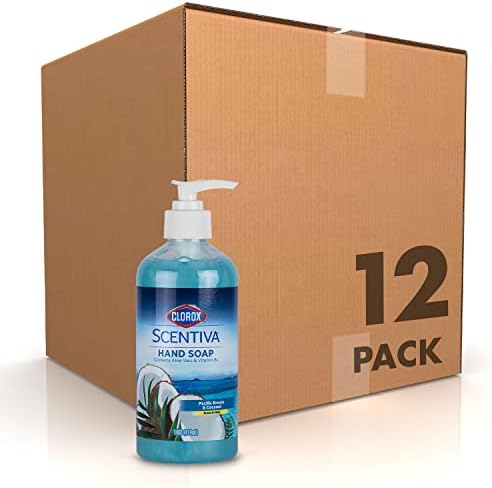 Clorox Scentiva Liquid Hand Soap, Pacific Breeze & Coconut Scent - Bleach-Free Scented Hand Hand Wash with Aloe Vera & Provitamin B5 for Kitchen or Bathroom, 14 Fl Oz - 12 Pack