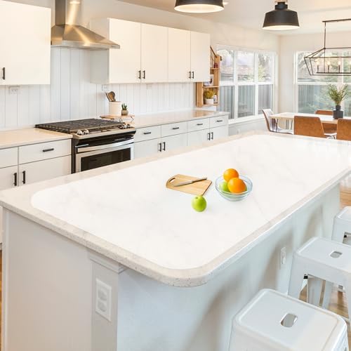 Silicone Mats for Kitchen Counter, Treerit 47.24"x 23.62" Extra Large Silicone Countertop Protector, Non-slip Heat Resistant Mats for Countertop, Shipped Rolled Up, No Creases, White Translucent