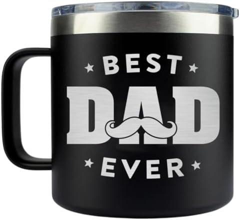 Vivulla68 Best Dad Ever Mug Tumbler 14oz, Best Daddy Gifts from Daughter Son, Birthday Gift For Father, Gift Presents Ideas For Dad, Father Day Gifts For Dad Him Men, Best Daddy Cup Coffee Travel Mug