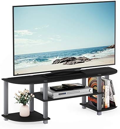 Furinno Turn-S-Tube Wide TV Entertainment Center, Black/Grey