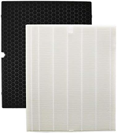 Smilyan 1 Set HEPA 116130 Filter H Replacement for Winix 5500-2 Air Purifier and Models AM80, 1 Set Ture HEPA Filter and Carbon Filter Combo Pack