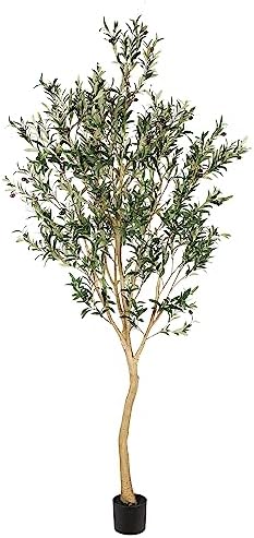 Realead 8ft Tall Faux Olive Tree - Realistic Large Silk Olive Tree Artificial Indoors - Fake Olive Trees with Branches and Fruits - Artificial Olive Trees for Home Office Decor Indoor