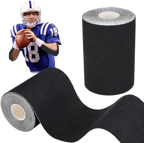 2 Rolls Turf Tape Football - High Adhere Athletic Arm Tape, Total 11 Yards Breathable Waterproof Sport Tapes to Protect from Turf Burn, Black