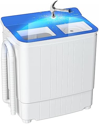 Superday Protable Washer and Dryer, 17.6LBS Small Washing Machine and Spin Dryer Combo, Compact Mini Twin Tub Washing Machine for Apartments, Dorms, Rv, Camping, Laundry, College Rooms, Blue