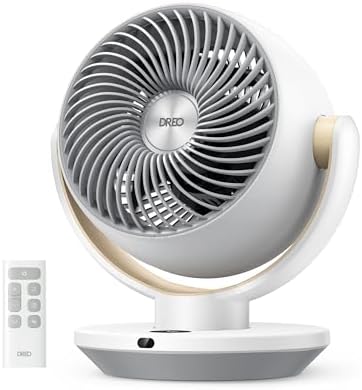 Dreo Fan for Bedroom, Desk Air Circulator Fans with Remote, 11 Inch Table Fan for Whole Room, 60ft Powerful Airflow, 120° Vertical Manual and 90° Oscillating, 4 Speeds, 8H Timer, 28dB Quiet, Home