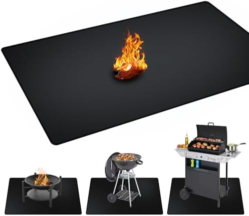 48 x 30 inch Under Grill Mats for Outdoor Grill, Double-Sided Fireproof, Oil and Waterproof Protective Mat for Grass and Deck, Outerdoor BBQ Fire Pit Fireplace Mat