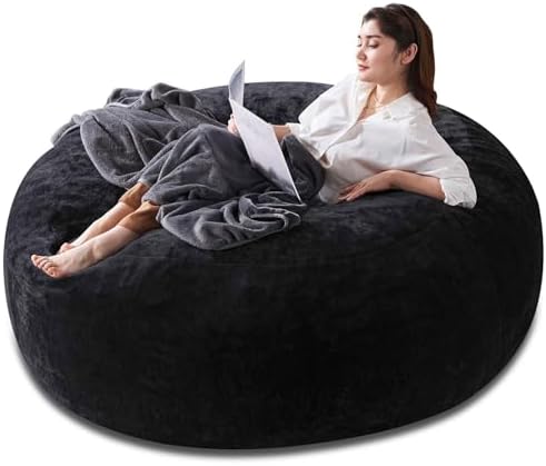 Extra Large Bean Bag Chairs for Adults，5FT,Bean Bags with Filler Included,Memory Foam Chair,Soft and Comfortable Jumbo Bean Bag,Leisure Chair Suitable for Bedroom and Balcony Dormitory (Black)