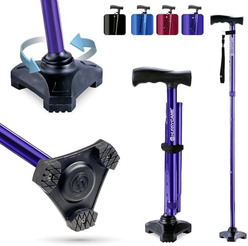 HurryCane Freedom Edition Foldable Walking Cane with T Handle