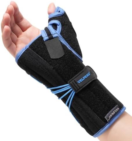 Velpeau Carpal Tunnel Wrist Brace with Thumb Stabilizer Night Support, Stabilizes Wrist Thumb Joint, Pain Relief for Tendonitis, De Quervain's Tenosynovitis, Arthritis (Drawstring, Right Hand, M)