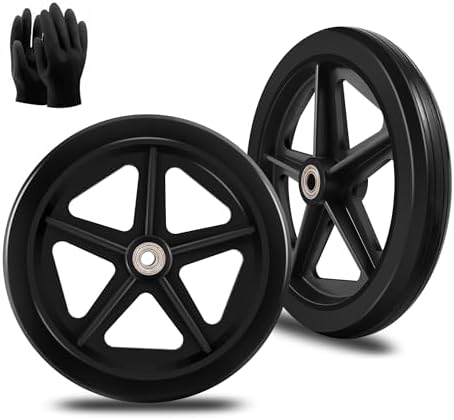 2Pcs 8 Inch Replacement Wheelchair Wheels for Walkers - Environmentally Friendly Rubber Material, Wear-Resistant PU Tires, Anti-Slip, and Durable ABS Wheel Hub (8IN Narrow 2Pcs)