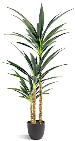 Artificial Tree 4.7Ft Faux Agave Plant with 3 Heads in Plastic Pot Fake Tree for Home Decor Indoor or Outdoor Office Decoration Housewarming Gift(4.7 Feet-1 Pack)