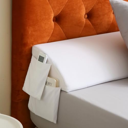 King Bed Wedge Pillow Headboard (76"x10"x6"), Bed Mattress Gap Filler Close The Gap (0-6 in) with 2 Pockets